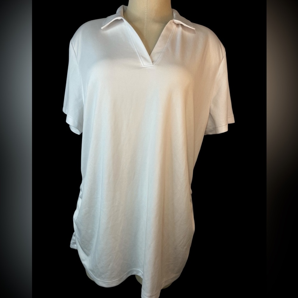 PGA Tour Air Flux White Short Sleeve V-neck Golf Shirt Women’s XXL